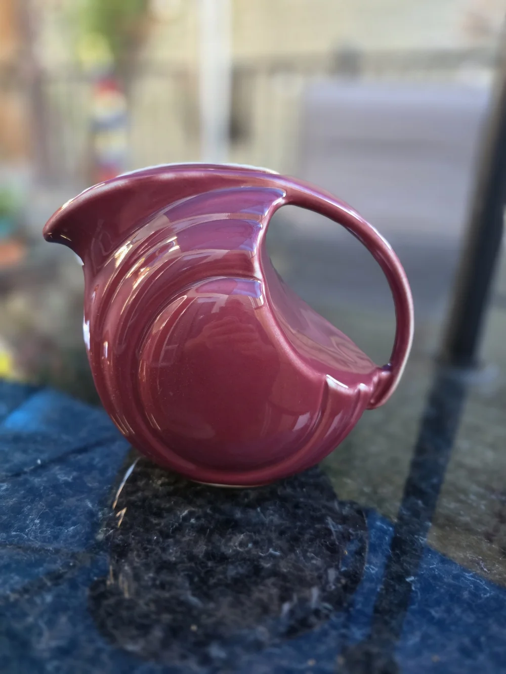 Glossy Maroon Ceramic Pitcher Vase - Decorative Serveware